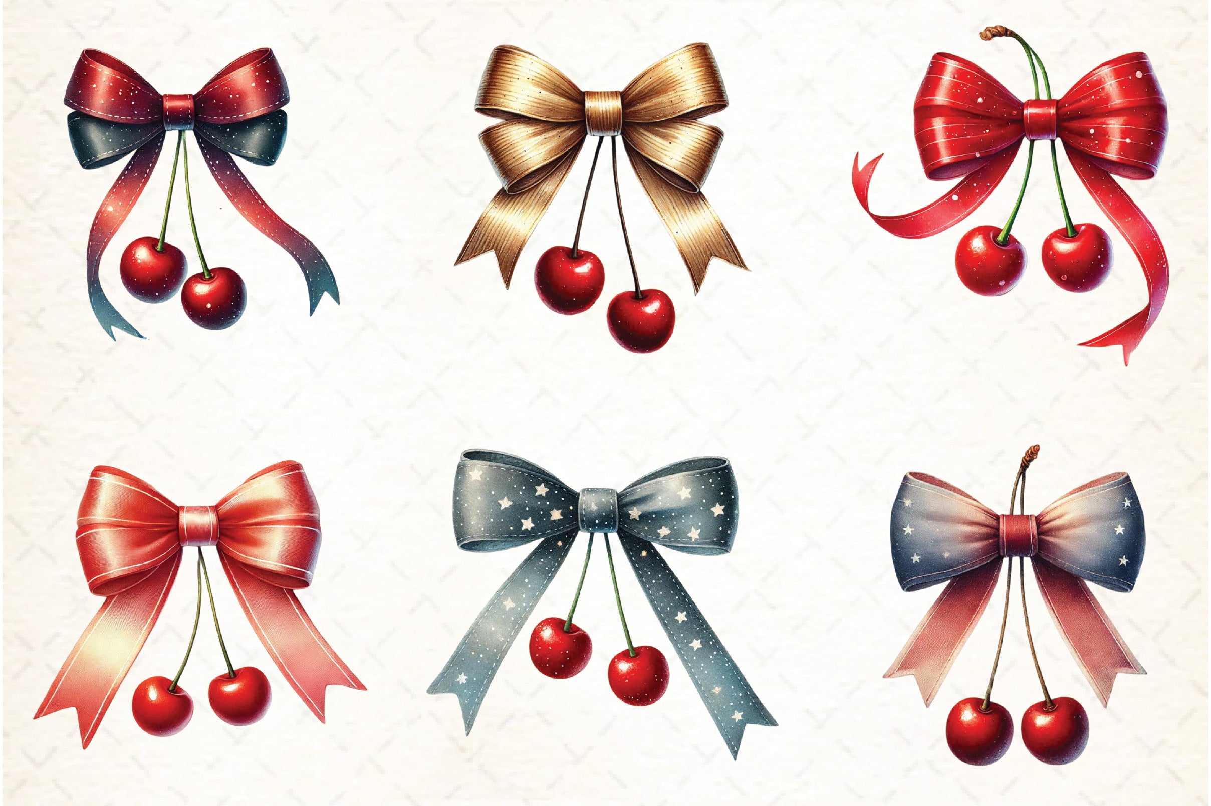 Cherry with Bow Clipart Bundle