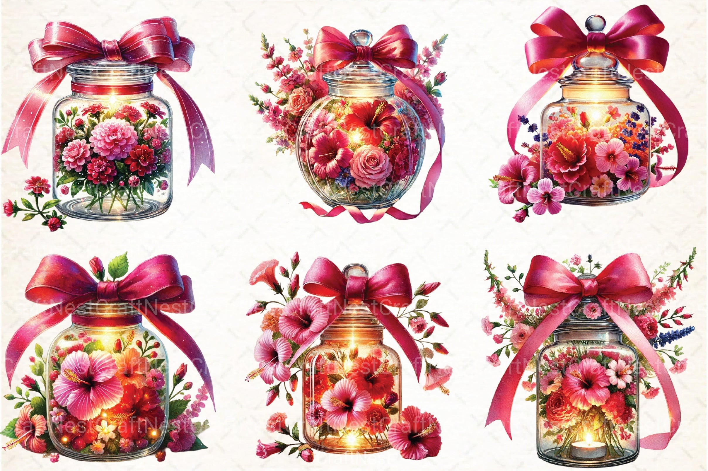 Christmas Flowers Jar Clipart Bundle - CraftNest - Digital Crafting and Art