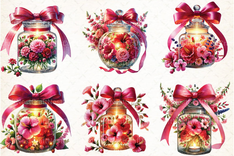 Christmas Flowers Jar Clipart Bundle - CraftNest - Digital Crafting and Art