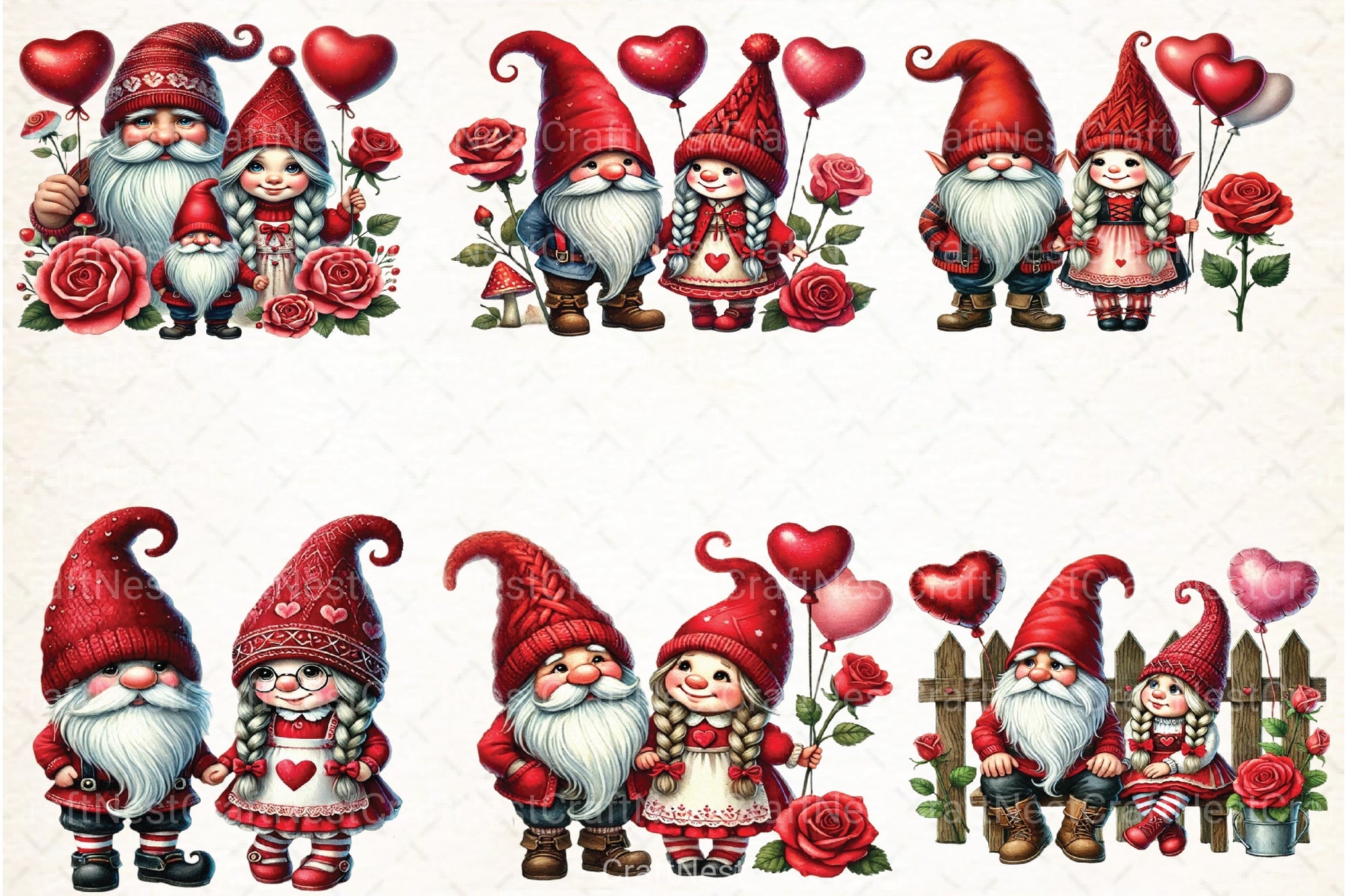 Valentine Gnome Couple Clipart Bundle - CraftNest - Digital Crafting and Art