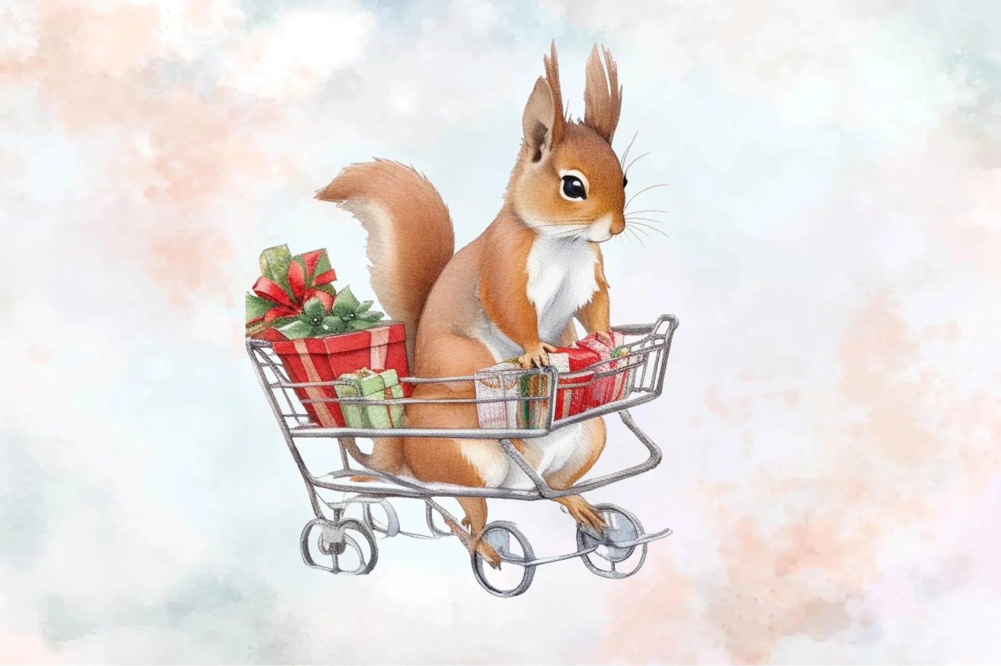 Squirrel Carries A Cart With Gifts Clipart Bundle - CraftNest - Digital Crafting and Art
