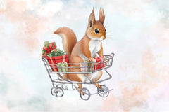 Squirrel Carries A Cart With Gifts Clipart Bundle - CraftNest - Digital Crafting and Art