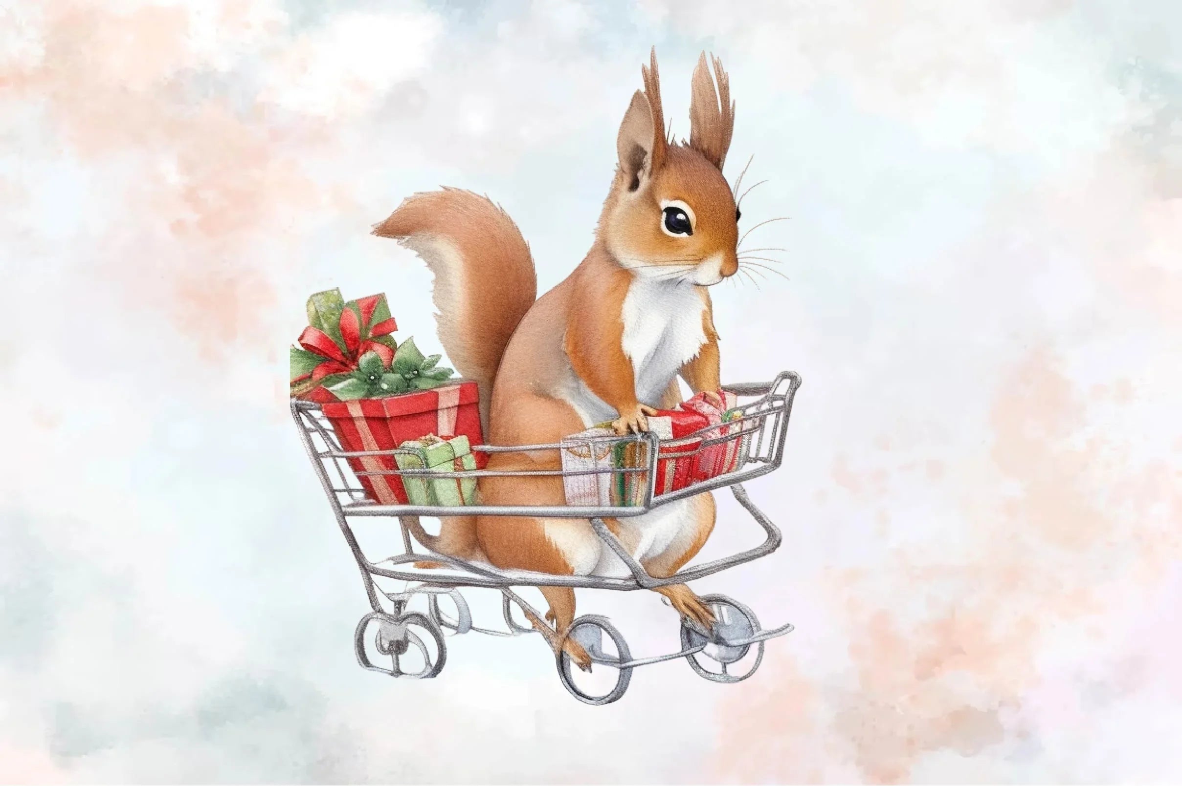 Squirrel Carries A Cart With Gifts Clipart Bundle - CraftNest - Digital Crafting and Art