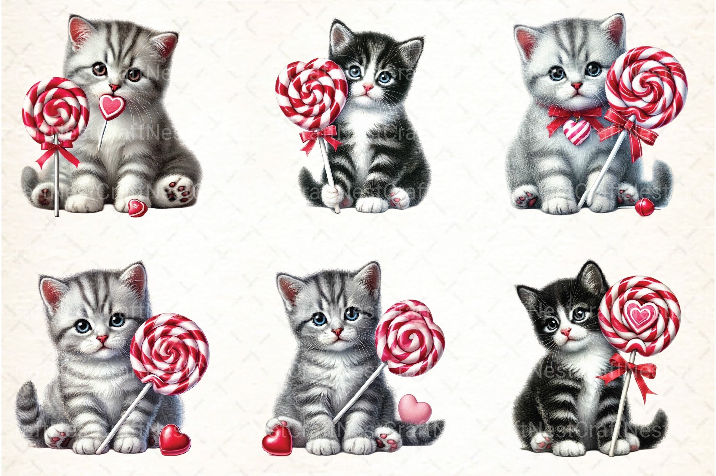 Cute Kitten Valentine's Day Clipart Bundle - CraftNest - Digital Crafting and Art