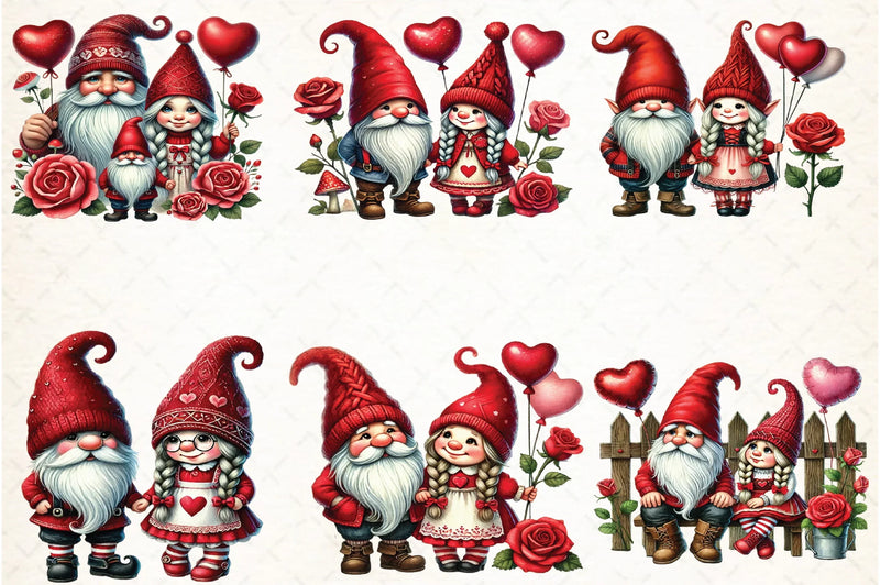 Valentine Gnome Couple Clipart Bundle - CraftNest - Digital Crafting and Art