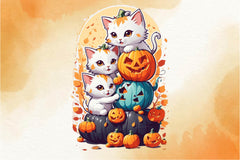 Pumpkin Cute Cat Clipart Bundle - CraftNest - Digital Crafting and Art