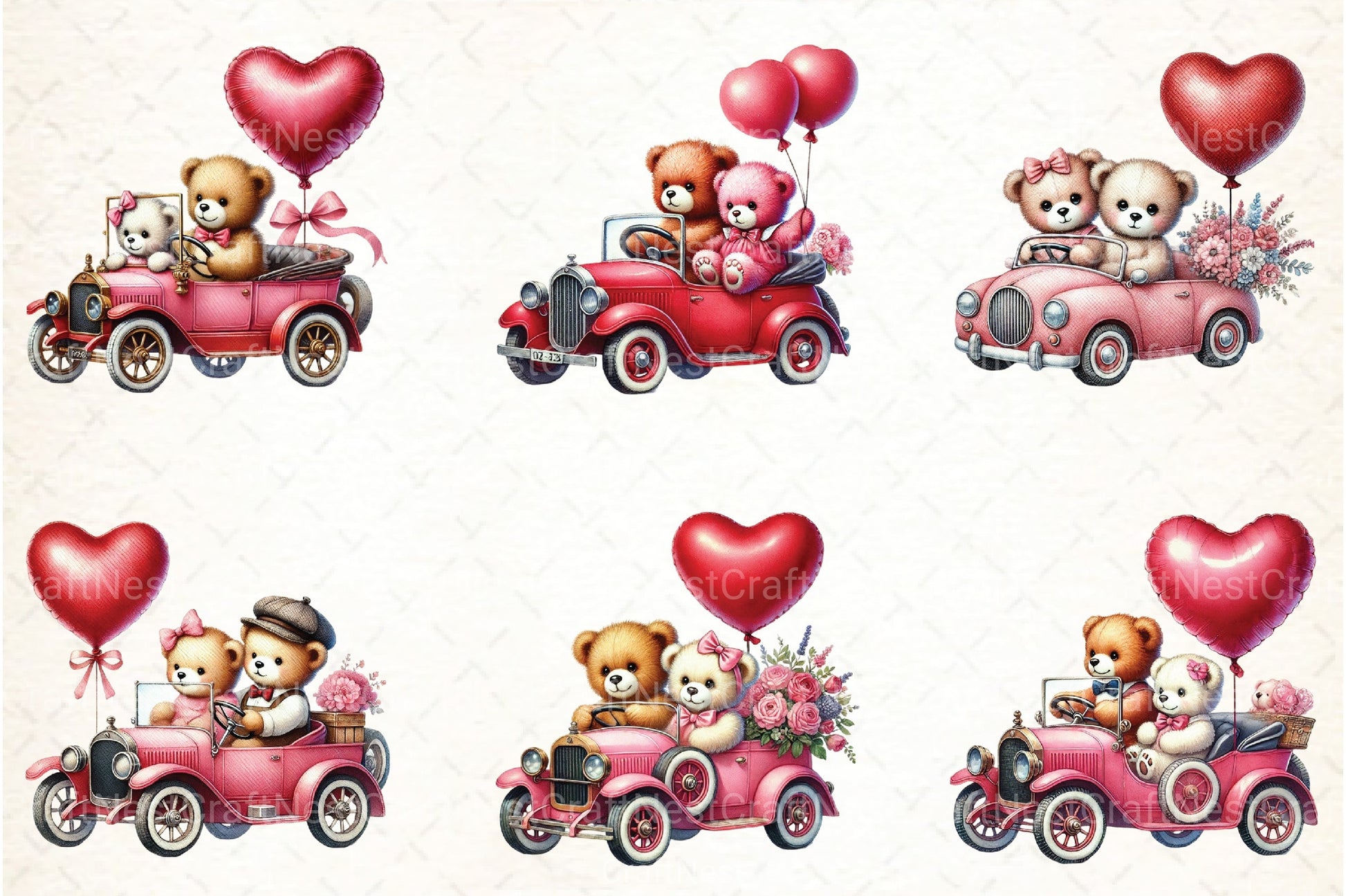 Valentine's Couple Teddy Bear Clipart Bundle 1 - CraftNest - Digital Crafting and Art