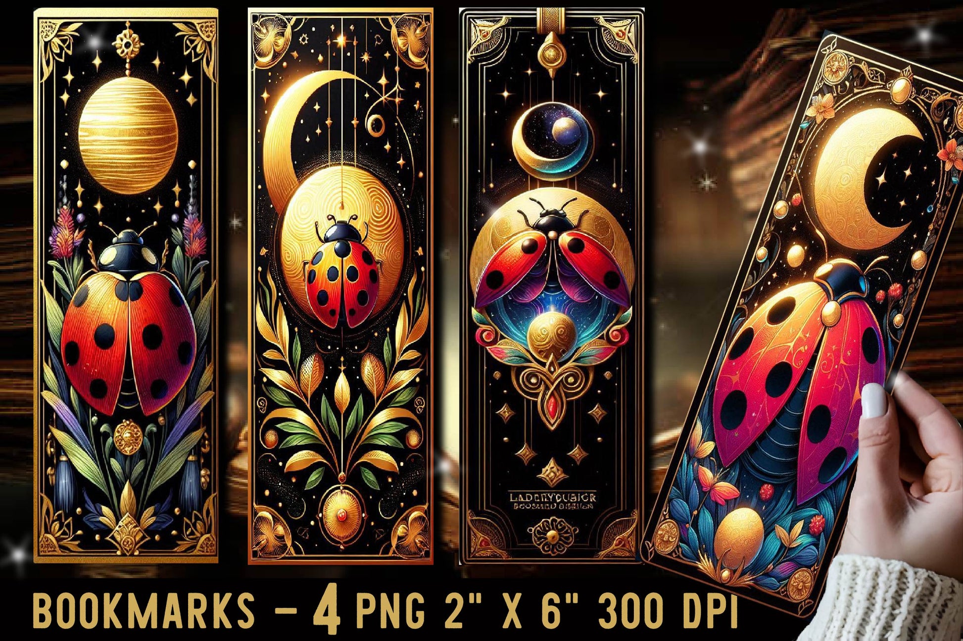 Ladybug Bookmark Botanical Bookmark - CraftNest - Digital Crafting and Art