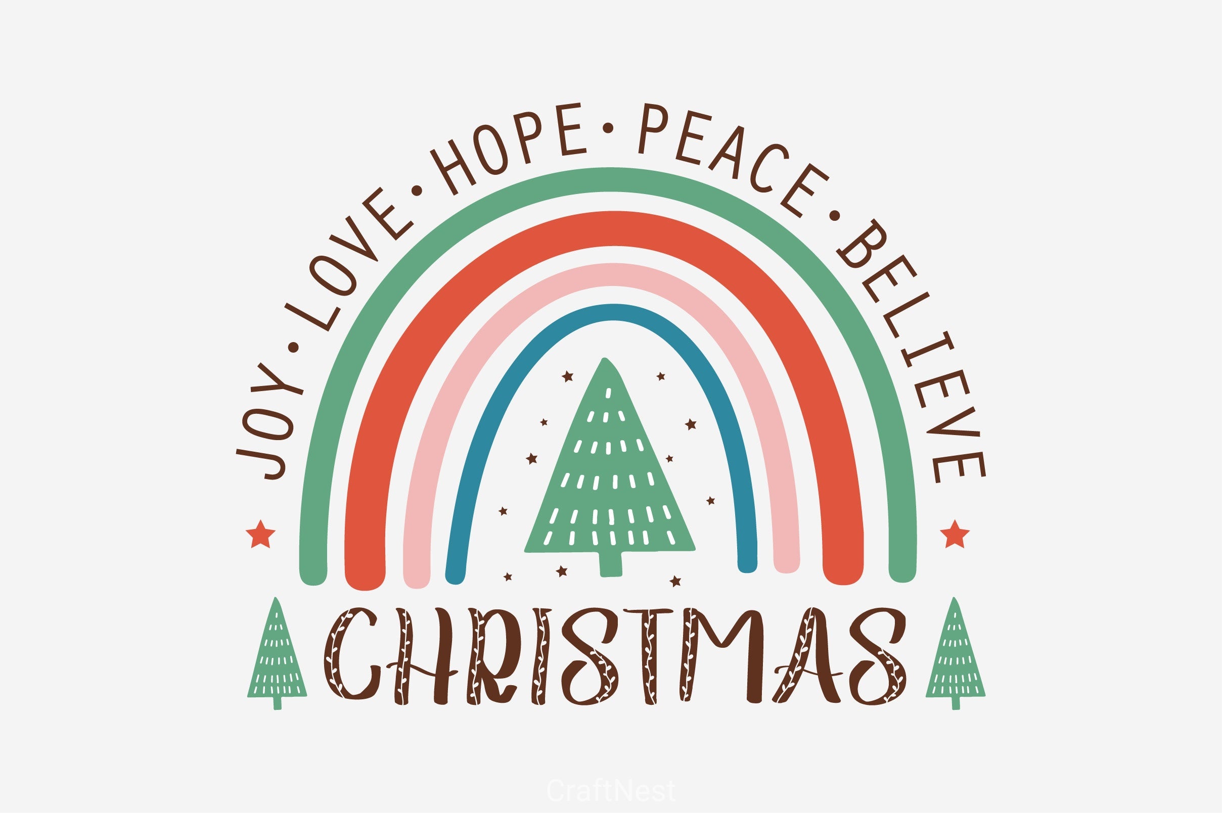 Joy Love Hope Peace Believe Christmas SVG Bundle - CraftNest - Digital Crafting and Art