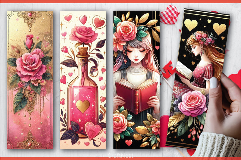Valentine's Day Bookmarks Bundle 1 - CraftNest - Digital Crafting and Art