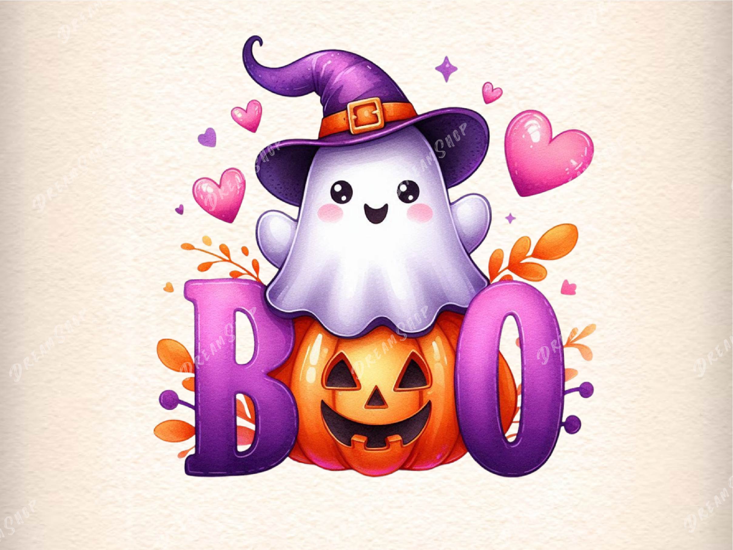 Halloween Boo Cute Ghost Pumpkin Witch Clipart Bundle - CraftNest - Digital Crafting and Art