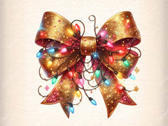 Gold Christmas Light Coquette Bow Clipart Bundle - CraftNest - Digital Crafting and Art
