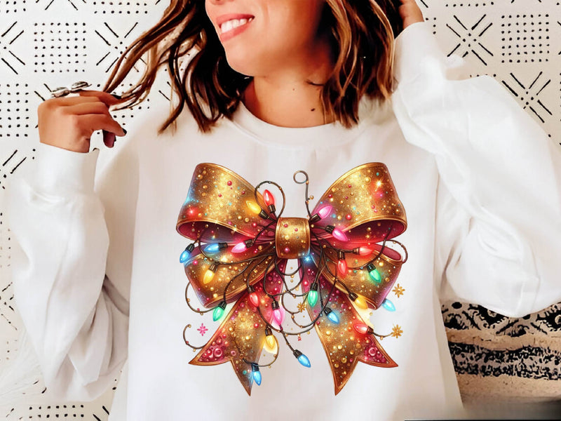 Gold Christmas Light Coquette Bow Clipart Bundle - CraftNest - Digital Crafting and Art