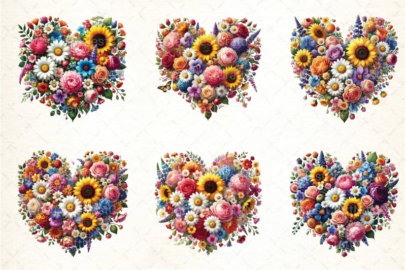 Flower Hearts Valentine's Day Clipart Bundle - CraftNest - Digital Crafting and Art