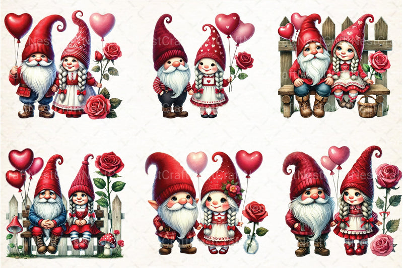 Valentine Gnome Couple Clipart Bundle - CraftNest - Digital Crafting and Art