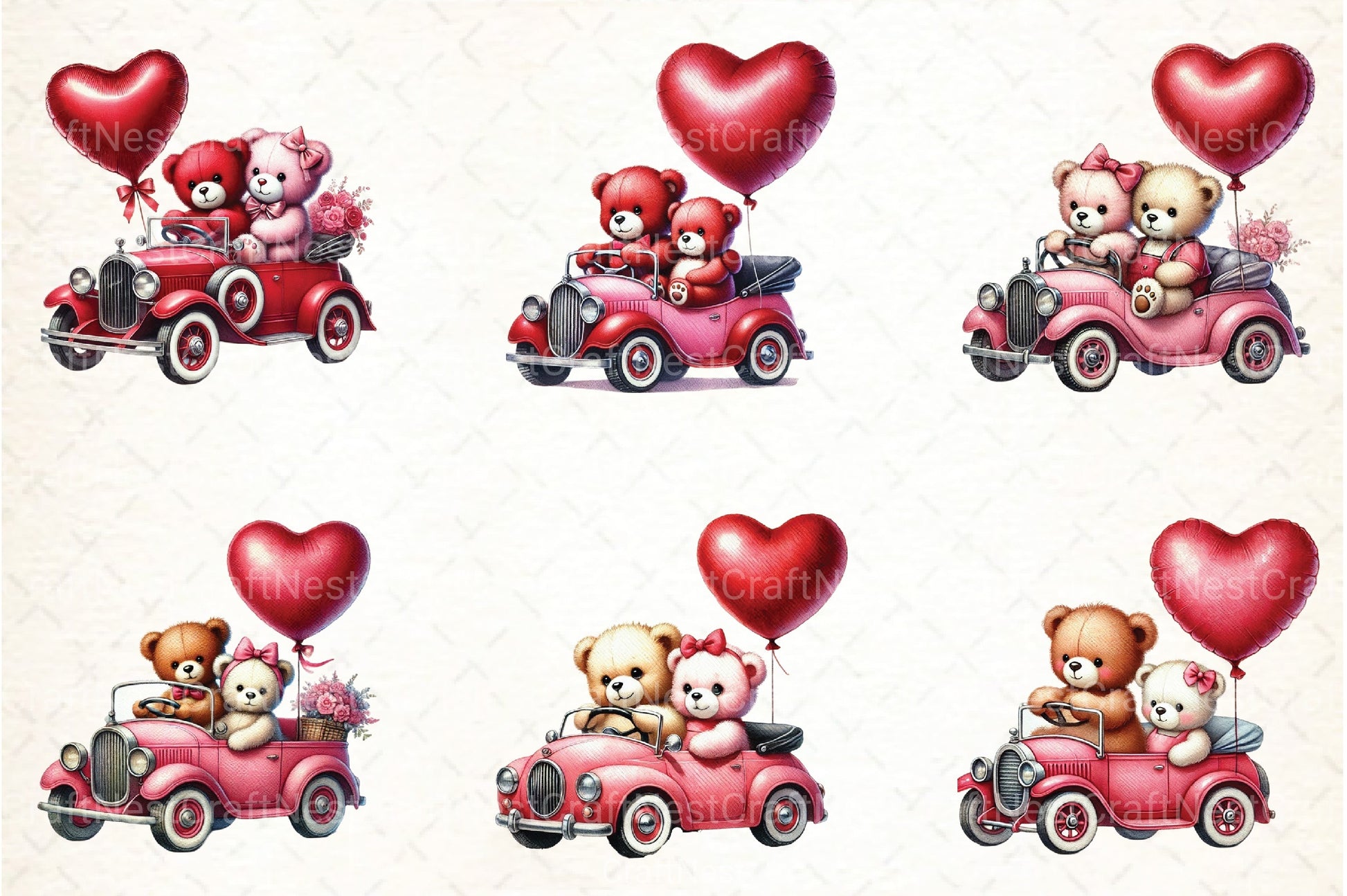 Valentine's Couple Teddy Bear Clipart Bundle 1 - CraftNest - Digital Crafting and Art