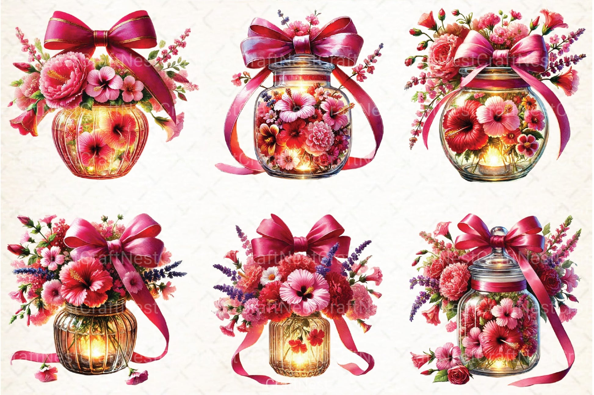 Christmas Flowers Jar Clipart Bundle - CraftNest - Digital Crafting and Art