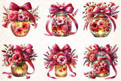 Christmas Flowers Jar Clipart Bundle - CraftNest - Digital Crafting and Art