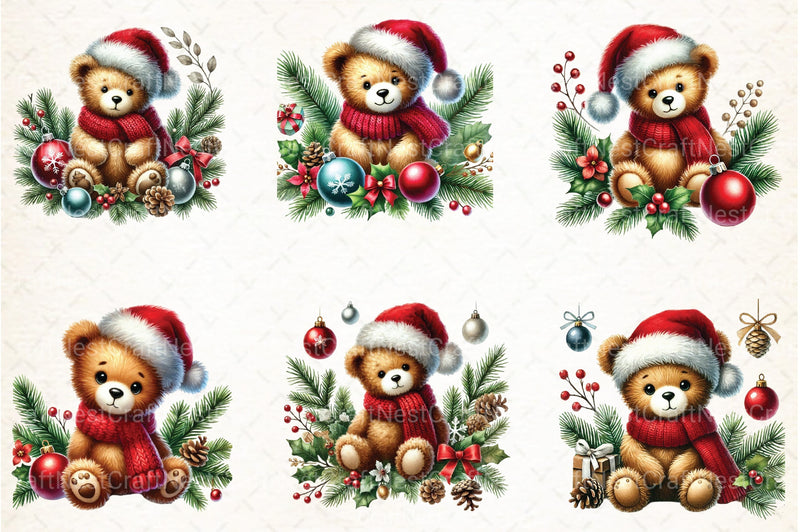 Christmas Teddy Bear Clipart Bundle 1 - CraftNest - Digital Crafting and Art