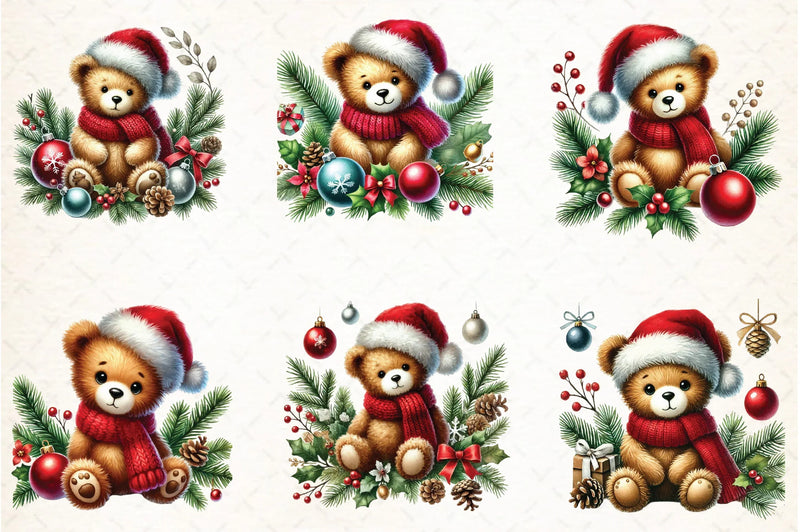 Christmas Teddy Bear Clipart Bundle - CraftNest - Digital Crafting and Art
