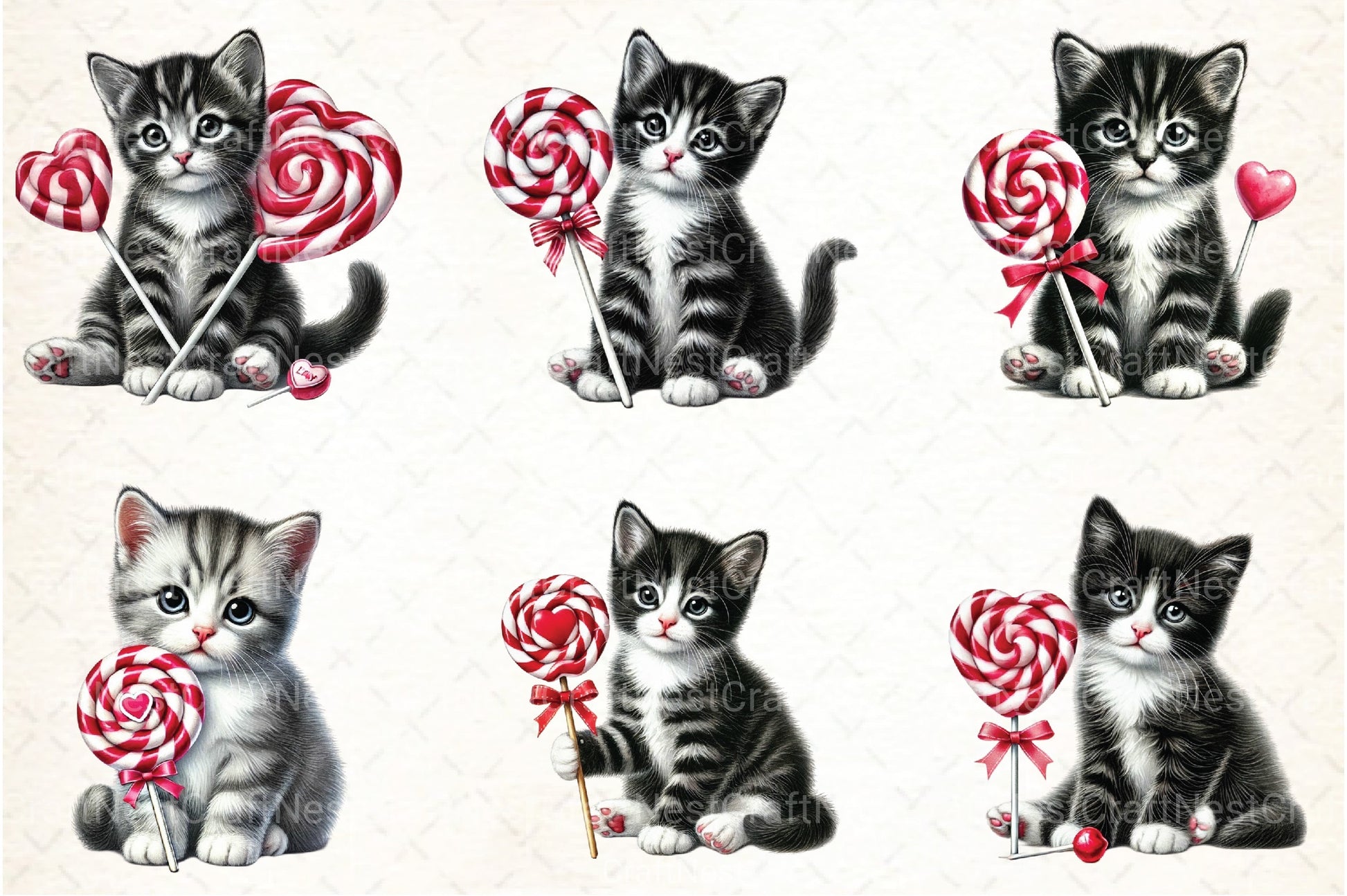 Cute Kitten Valentine's Day Clipart Bundle - CraftNest - Digital Crafting and Art