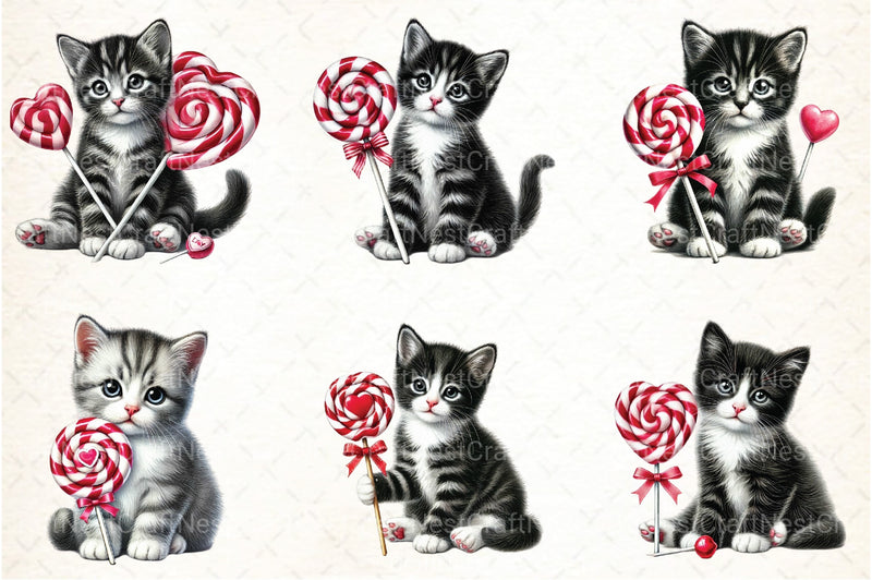 Cute Kitten Valentine's Day Clipart Bundle - CraftNest - Digital Crafting and Art