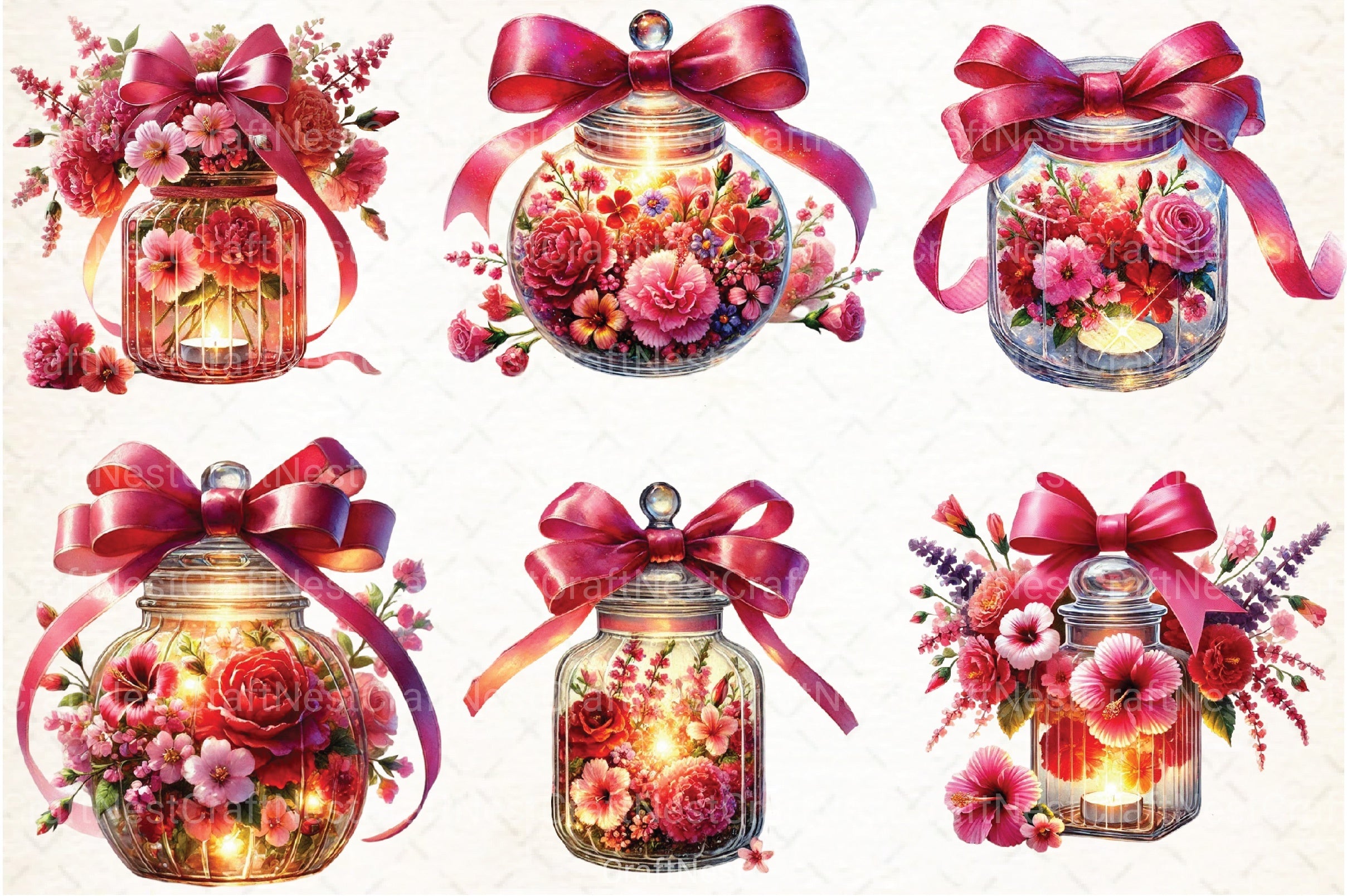 Christmas Flowers Jar Clipart Bundle - CraftNest - Digital Crafting and Art