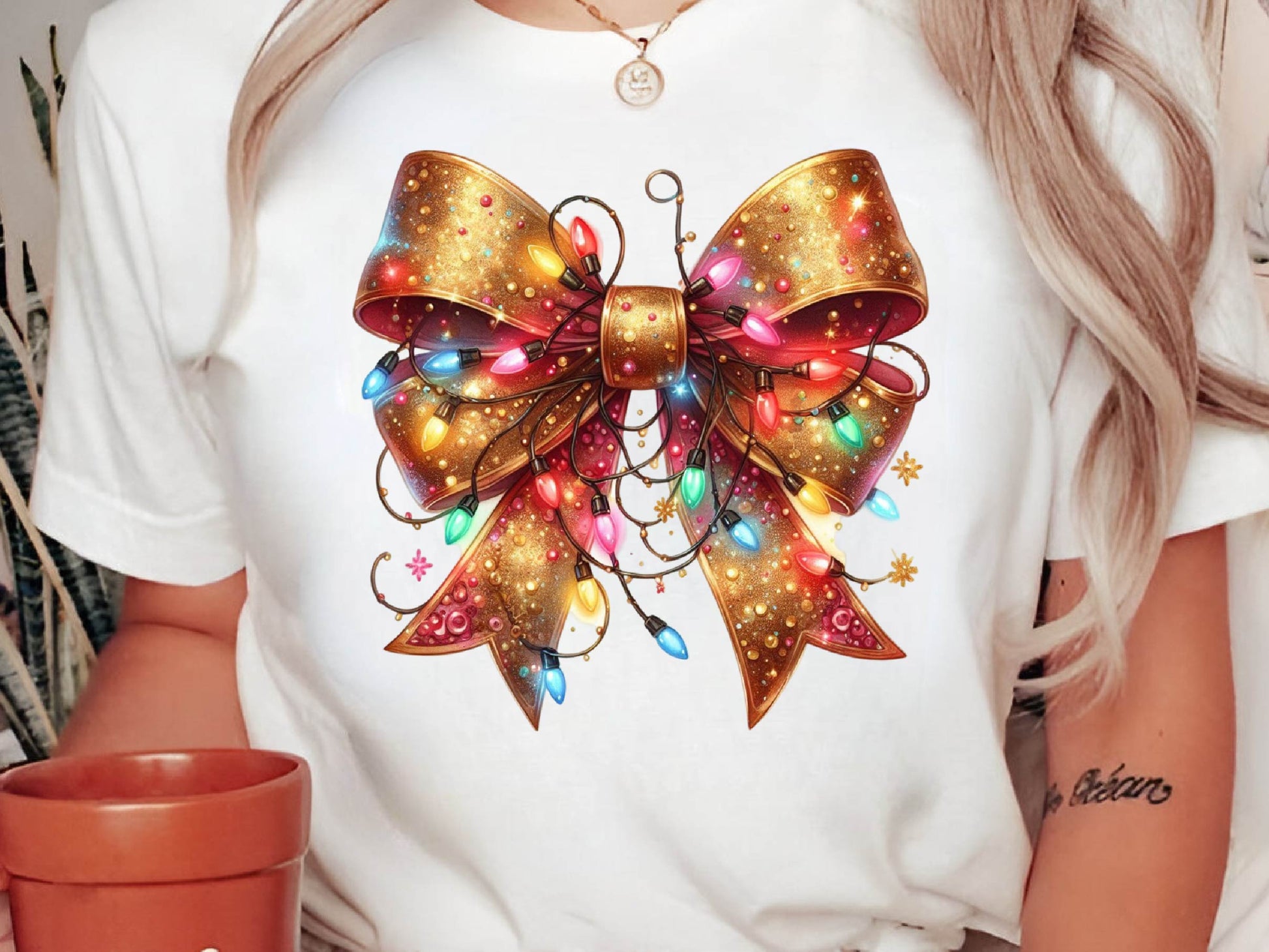 Gold Christmas Light Coquette Bow Clipart Bundle - CraftNest - Digital Crafting and Art