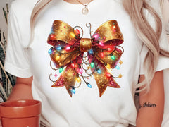 Gold Christmas Light Coquette Bow Clipart Bundle - CraftNest - Digital Crafting and Art