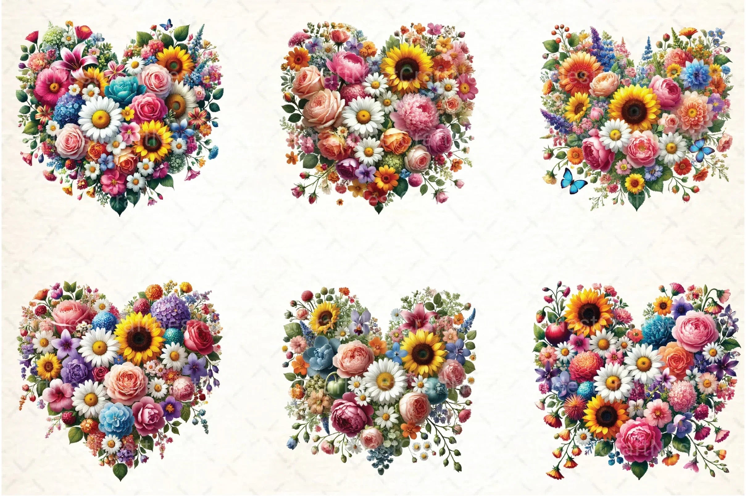 Flower Hearts Valentine's Day Clipart Bundle - CraftNest - Digital Crafting and Art