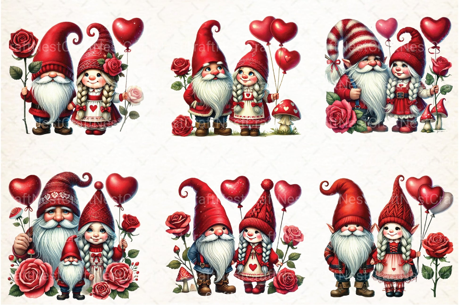 Valentine Gnome Couple Clipart Bundle - CraftNest - Digital Crafting and Art