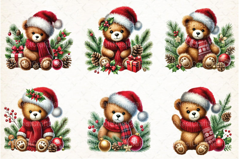Christmas Teddy Bear Clipart Bundle 1 - CraftNest - Digital Crafting and Art