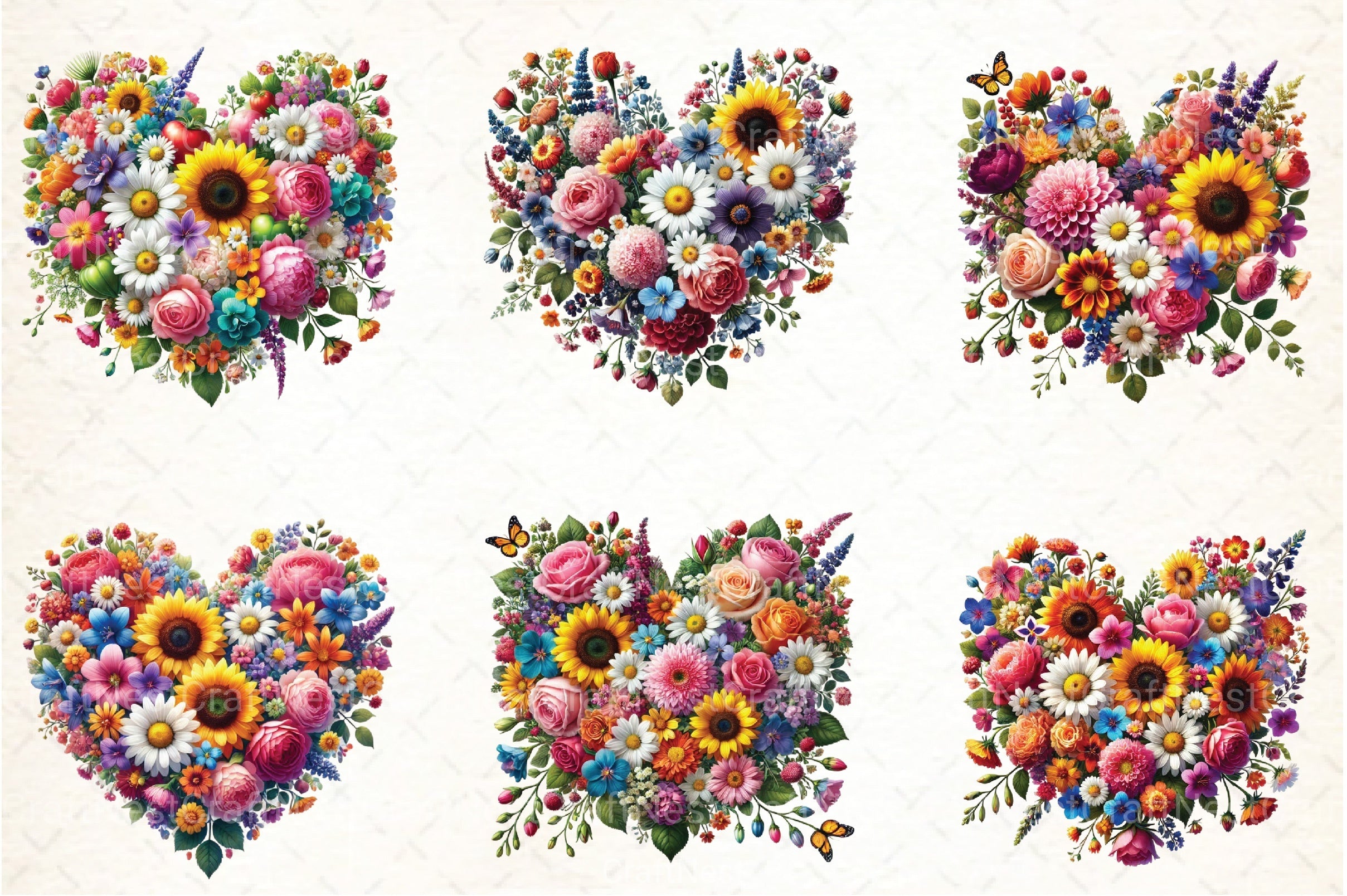 Flower Hearts Valentine's Day Clipart Bundle - CraftNest - Digital Crafting and Art