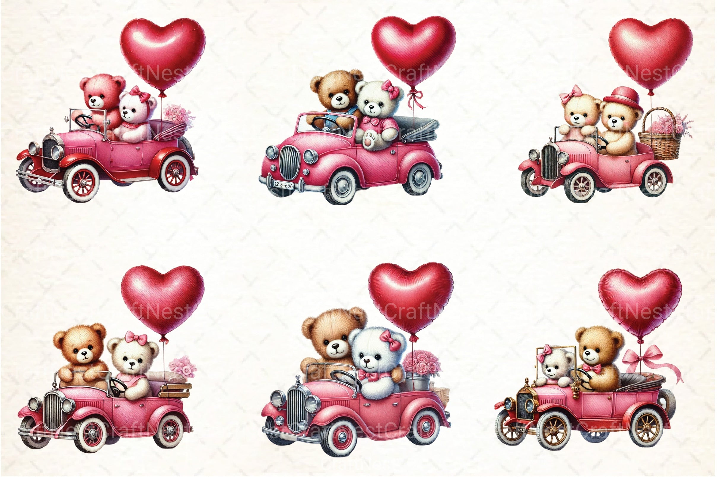 Valentine's Couple Teddy Bear Clipart Bundle 1 - CraftNest - Digital Crafting and Art