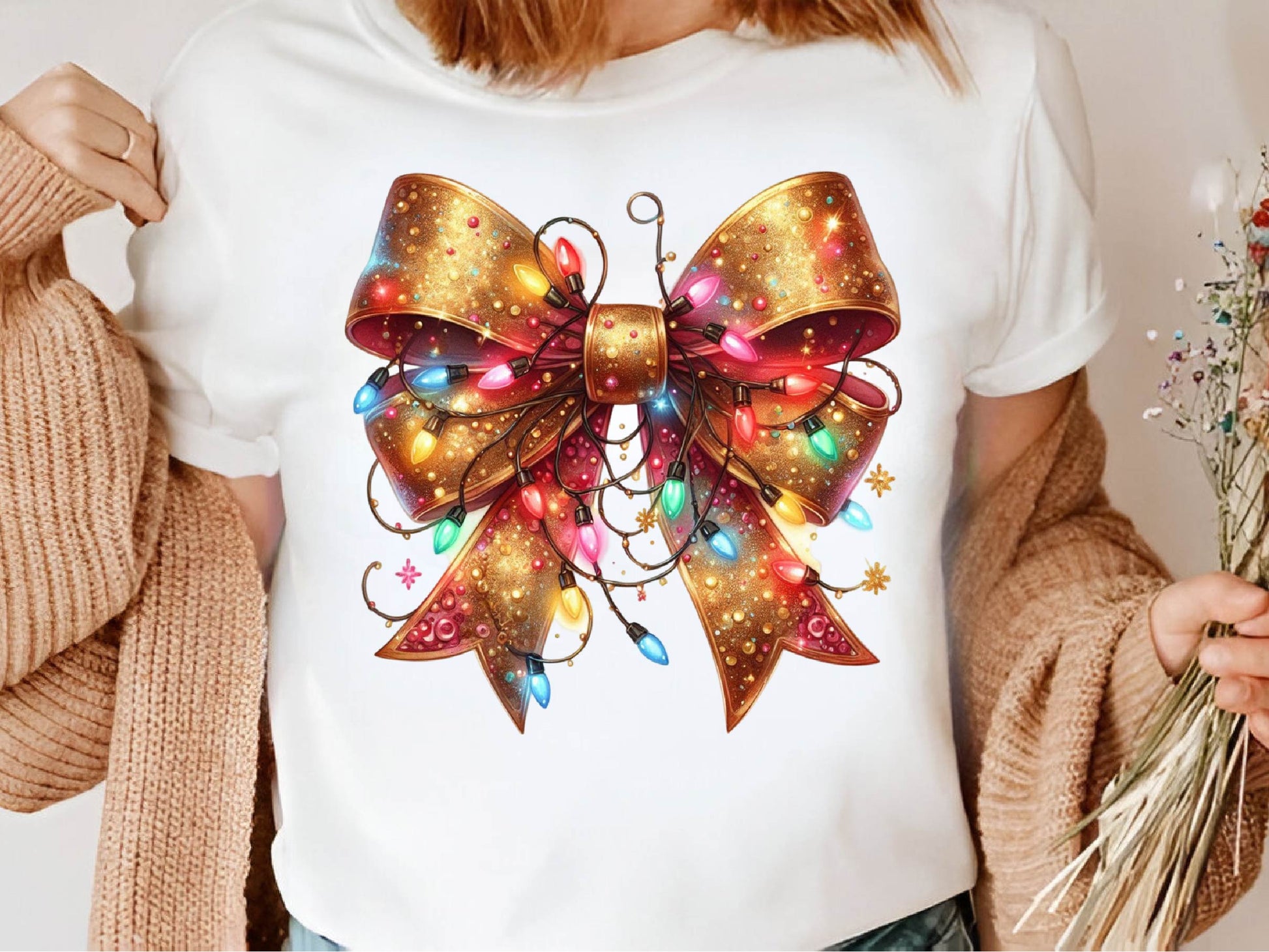 Gold Christmas Light Coquette Bow Clipart Bundle - CraftNest - Digital Crafting and Art