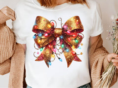 Gold Christmas Light Coquette Bow Clipart Bundle - CraftNest - Digital Crafting and Art