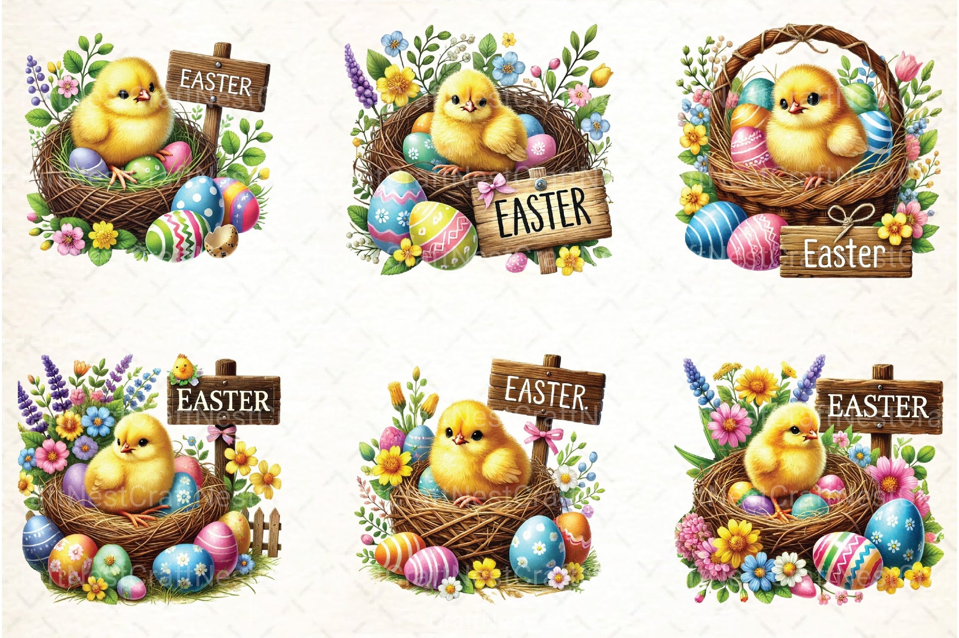 Cute Easter Chick Clipart Bundle  99 - CraftNest - Digital Crafting and Art