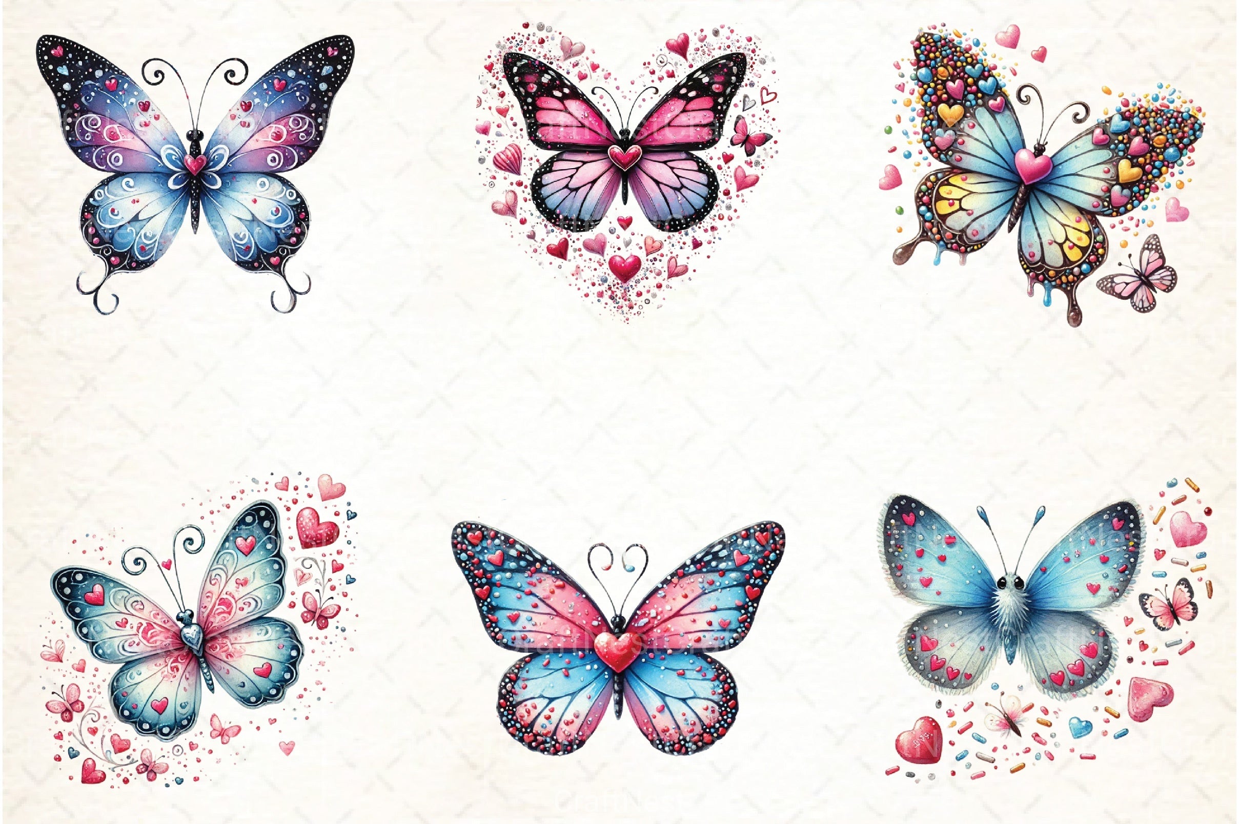 Valentine Butterfly Clipart Bundle 25 - CraftNest - Digital Crafting and Art