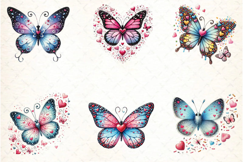 Valentine Butterfly Clipart Bundle - CraftNest - Digital Crafting and Art