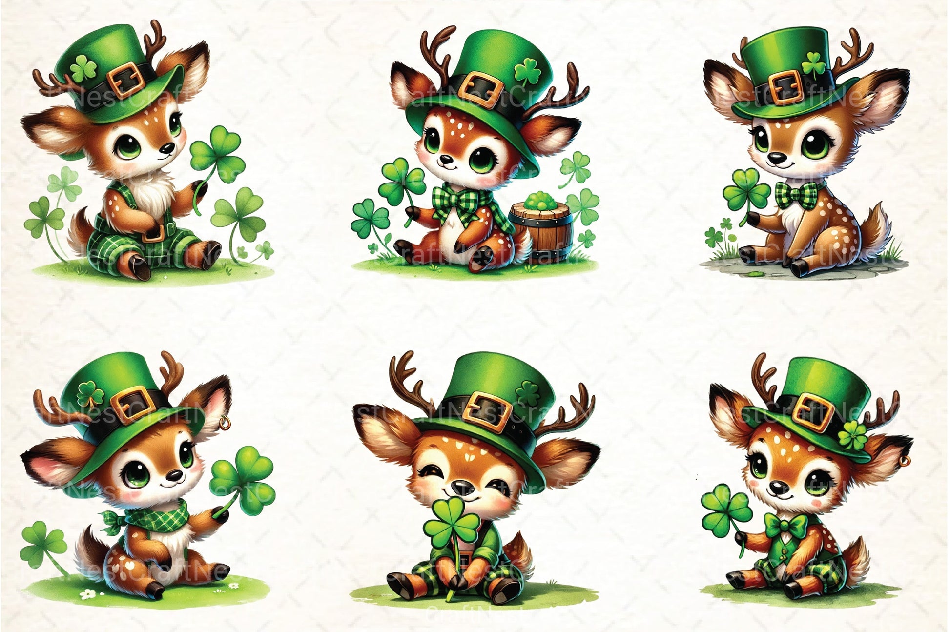 St. Patrick's Day Reindeer Clipart Bundle - CraftNest - Digital Crafting and Art