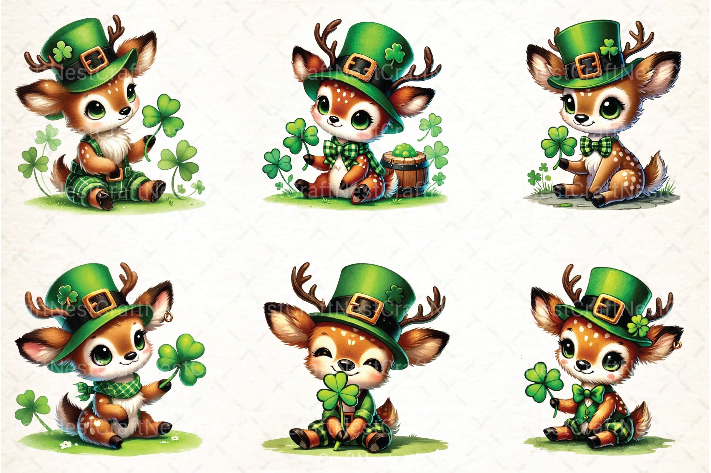 St. Patrick's Day Reindeer Clipart Bundle - CraftNest - Digital Crafting and Art