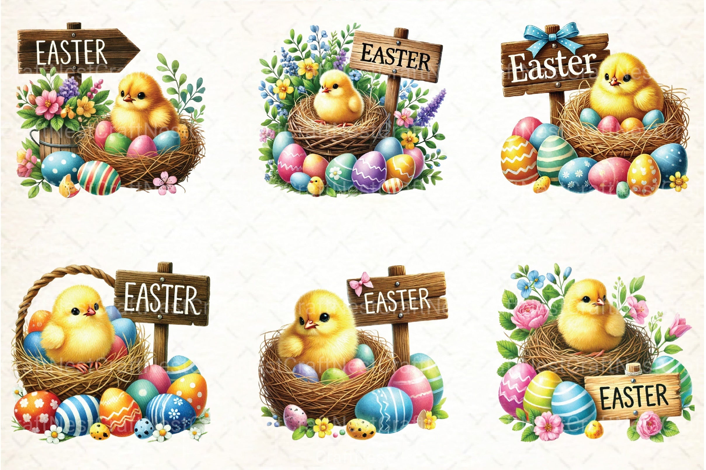 Cute Easter Chick Clipart Bundle  99 - CraftNest - Digital Crafting and Art