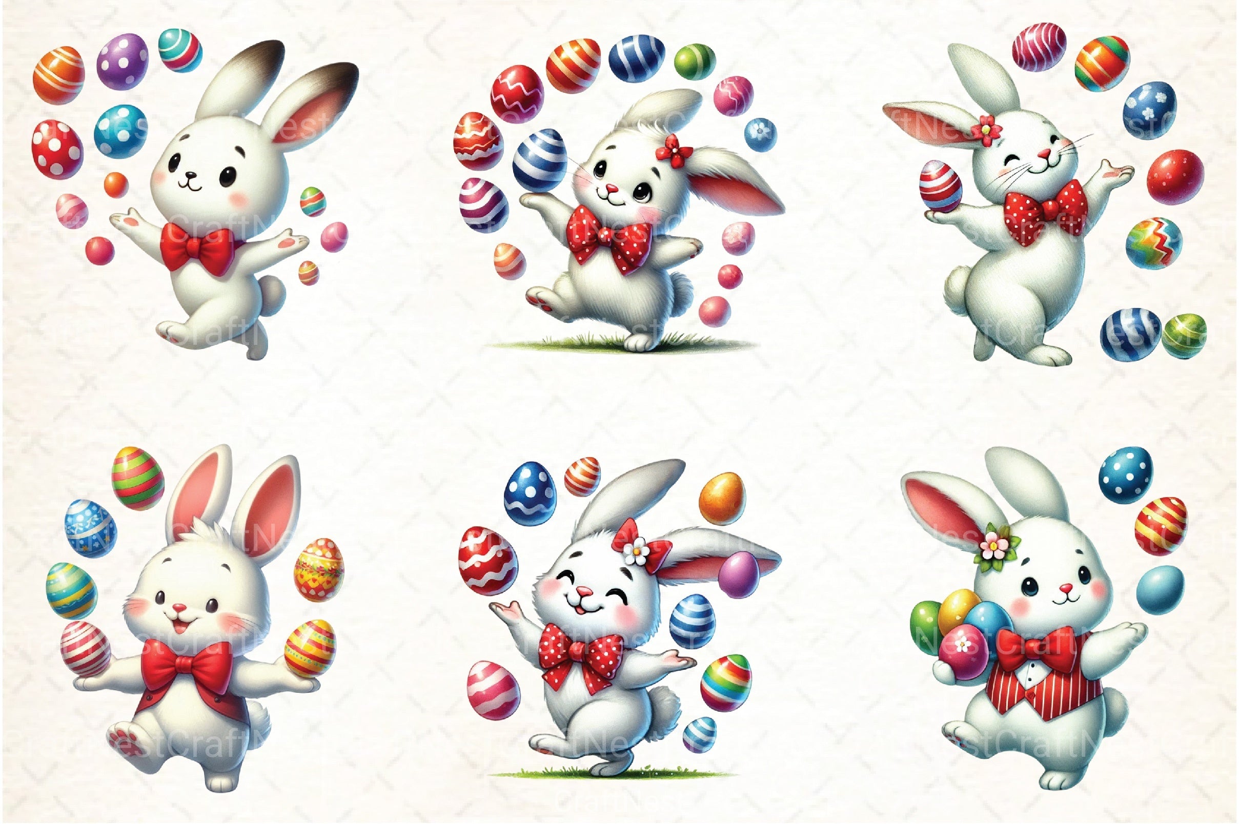 Easter Cute Bunny Clipart Bundle 2 - CraftNest - Digital Crafting and Art