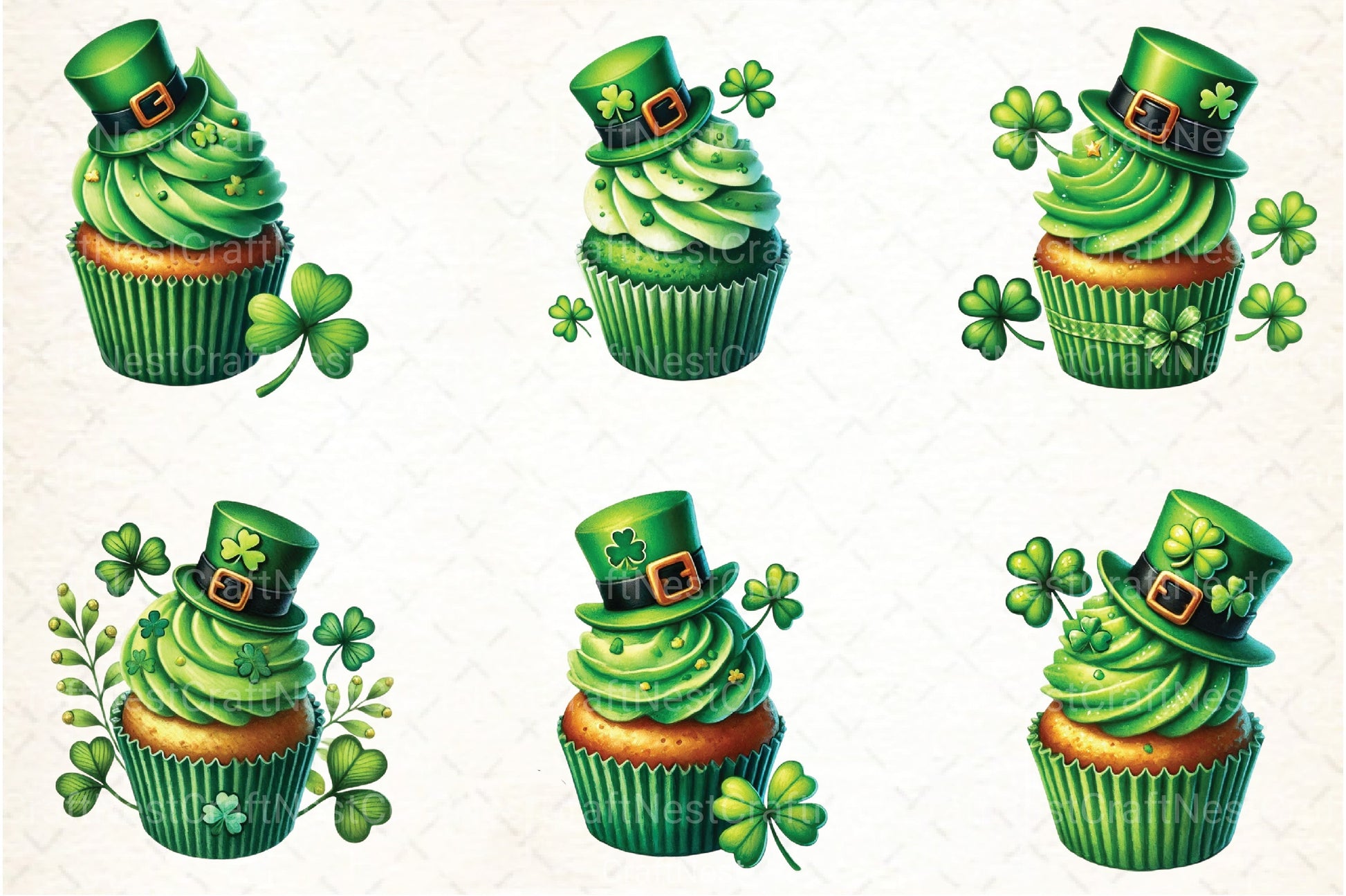 St. Patrick's Day Cupcake Clipart Bundle 1 - CraftNest - Digital Crafting and Art