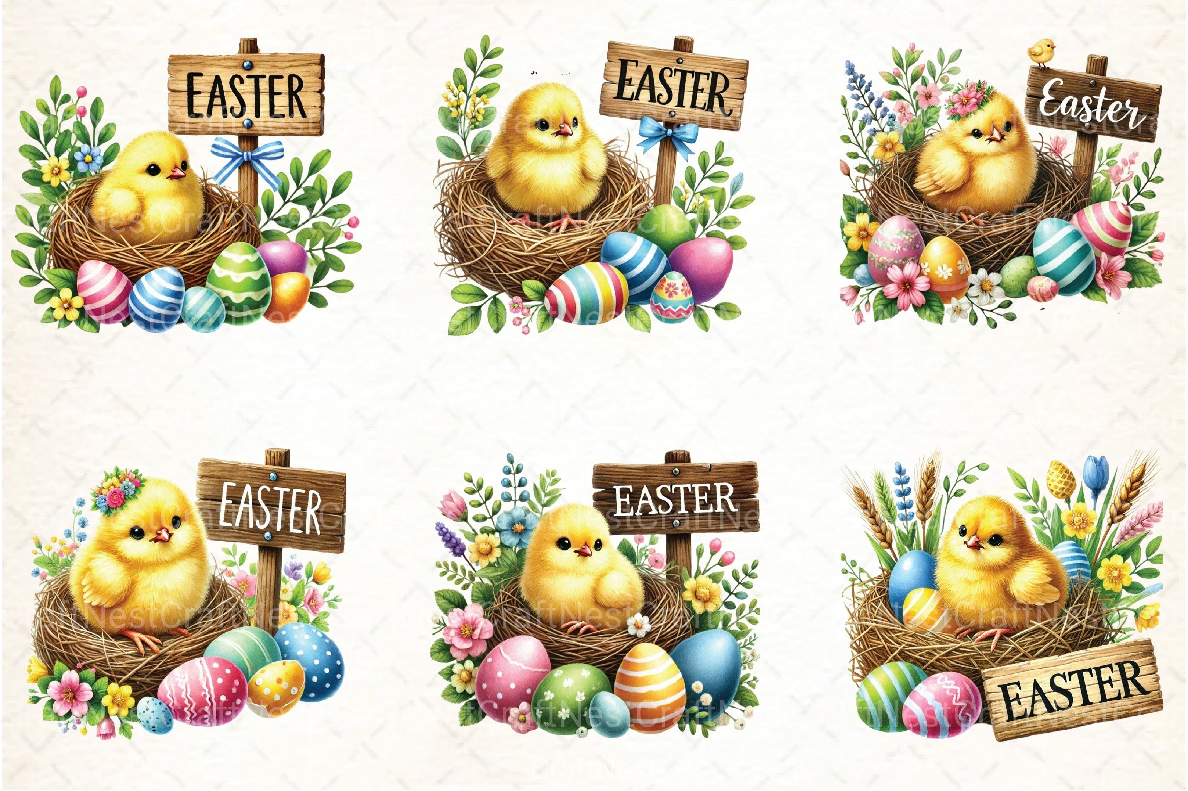 Cute Easter Chick Clipart Bundle  99 - CraftNest - Digital Crafting and Art