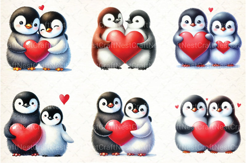 Valentine Penguin Couple Clipart Bundle - CraftNest - Digital Crafting and Art
