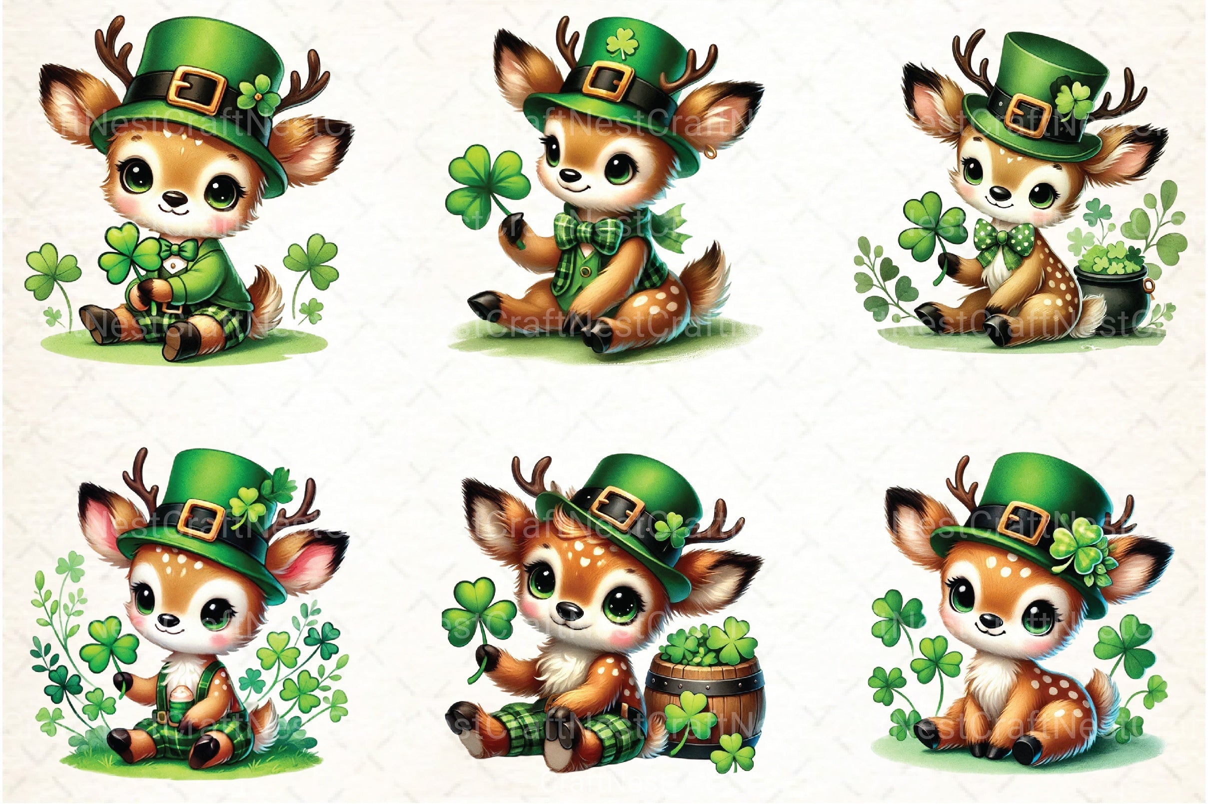 St. Patrick's Day Reindeer Clipart Bundle - CraftNest - Digital Crafting and Art