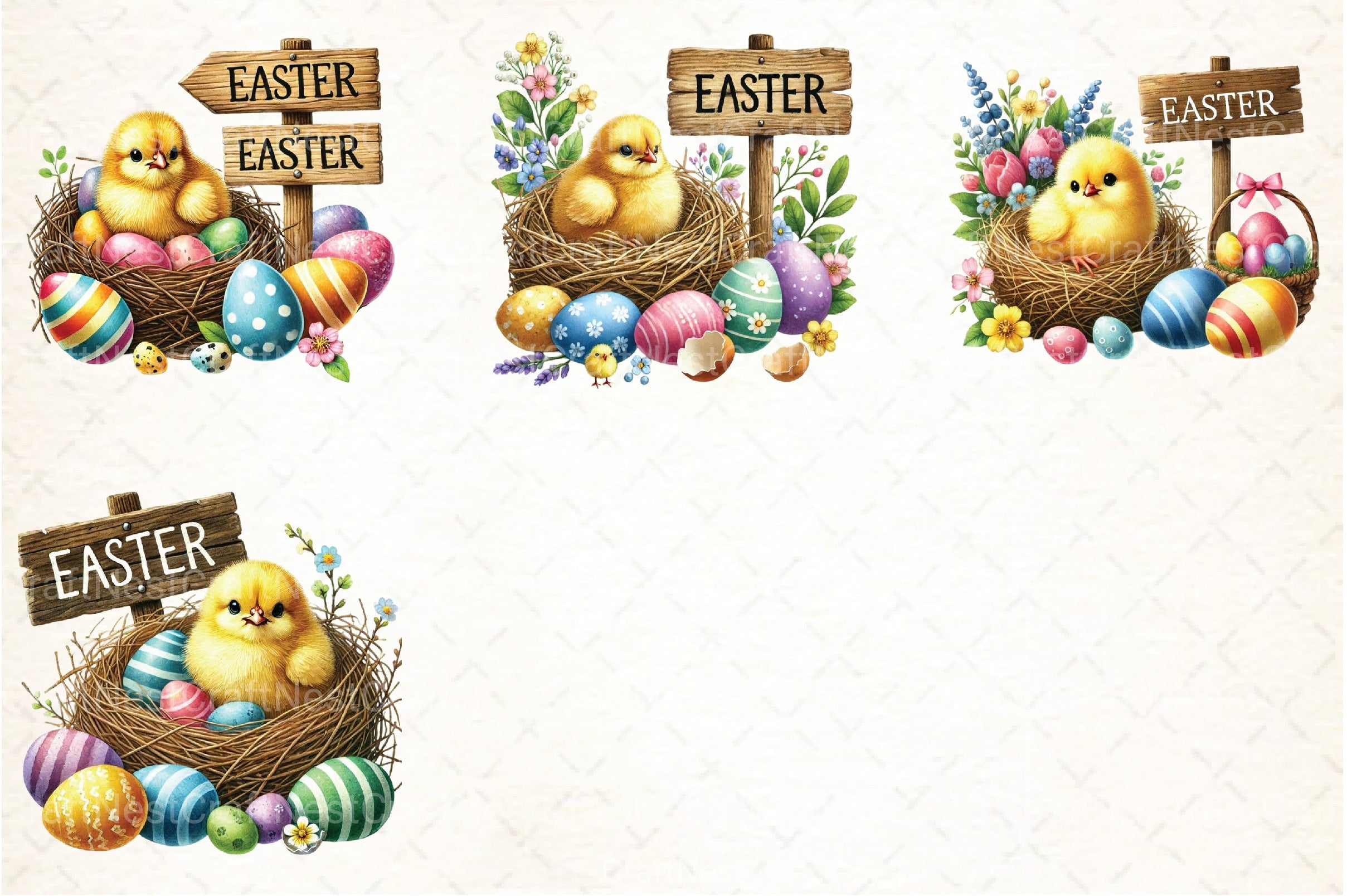 Cute Easter Chick Clipart Bundle  99 - CraftNest - Digital Crafting and Art