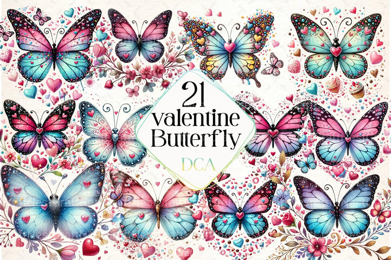 Valentine Butterfly Clipart Bundle 25 - CraftNest - Digital Crafting and Art