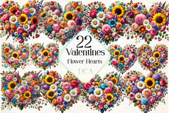 Flower Hearts Valentine's Day Clipart Bundle - CraftNest - Digital Crafting and Art